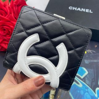 シャネル(CHANEL)の専用✨シャネル カンボンライン ラムスキン がま口 二つ折り ミニ財布 黒 ✨(財布)