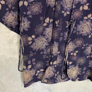 ◇雰囲気抜群◇ 着物 モダンコート 羽織 刺繍 薔薇 ネイビー 総柄