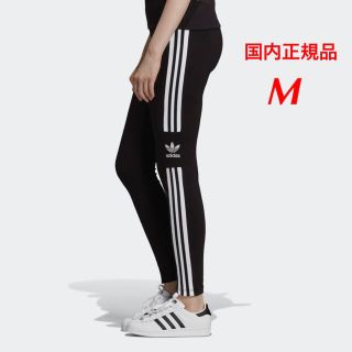 アディダス(adidas)の【レディースＭ】黒　トレフォイル3ストライプ　レギンス  (レギンス/スパッツ)