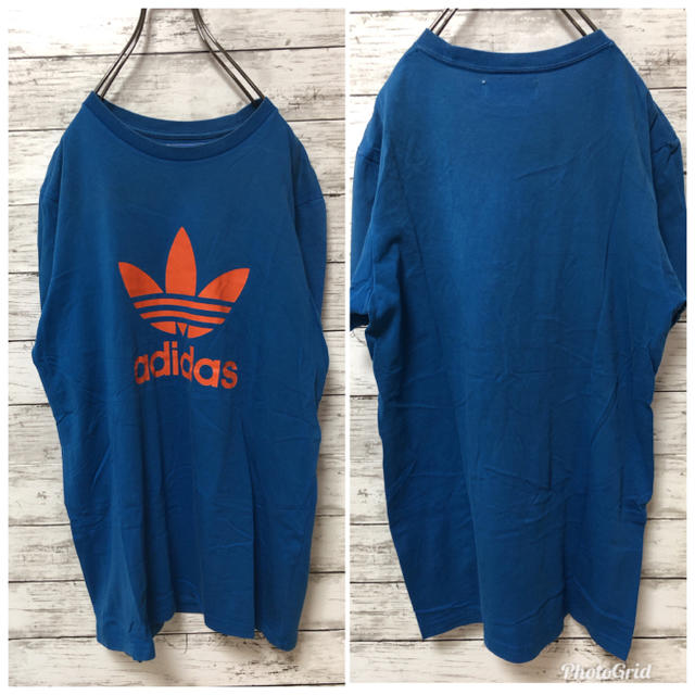 adidas(アディダス)の【古着】 adidas  Tシャツ ブルー メンズのトップス(Tシャツ/カットソー(半袖/袖なし))の商品写真