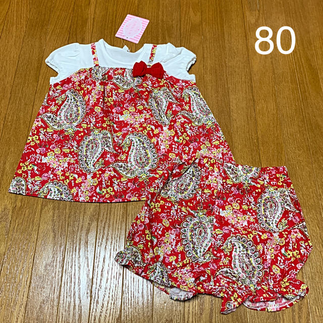 西松屋(ニシマツヤ)の女の子80 セットアップ　トップス　パンツ キッズ/ベビー/マタニティのベビー服(~85cm)(ワンピース)の商品写真