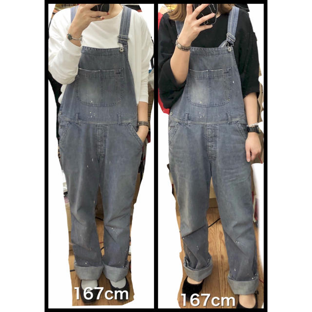 chimala チマラ オーバーオール デニム グレーUSED ダメージ加工 M