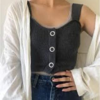 トゥデイフル(TODAYFUL)のTODAYFUL Waffle Botton Bustier チャコールグレー(ベアトップ/チューブトップ)