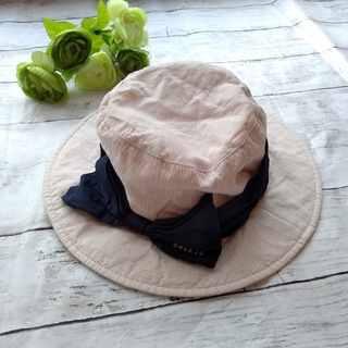 ブリーズ(BREEZE)の【美品♡】ブリーズ リボン帽子 UVカット 52cm 綿100%(帽子)