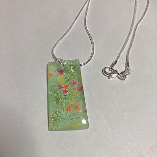 ハンドメイド　ネックレス　キーホルダー　黄緑(ネックレス)