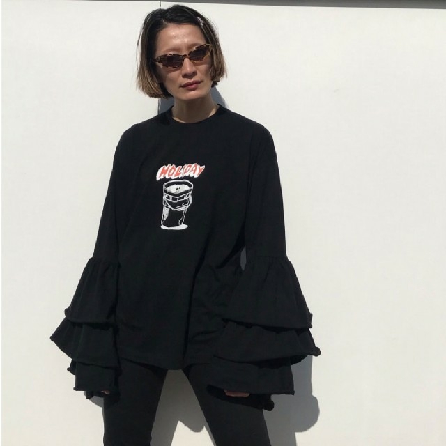 タグ付】Holiday SUPER FINE RUFFLE TOPS - Tシャツ(長袖/七分)