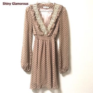 ビンテージ風ドット柄ワンピース  ピンク　Shiny Glamorous(ミニワンピース)