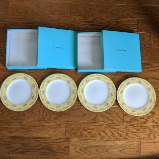 ティファニー(Tiffany & Co.)のTIFFANY&Co.ペアデザートプレート　ピンクチューリップ 4枚セット(食器)