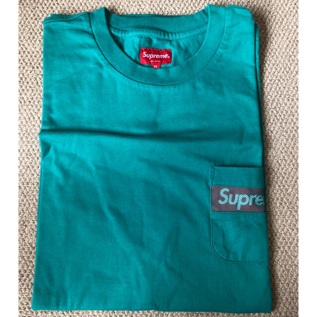 Supreme(シュプリーム)のsupreme Mesh Stripe Pocket box logo 緑　XL メンズのトップス(Tシャツ/カットソー(半袖/袖なし))の商品写真