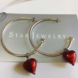 スタージュエリー(STAR JEWELRY)のSTAR JEWELRY ハートチャーム　シルバーフープ　ピアス(ピアス)