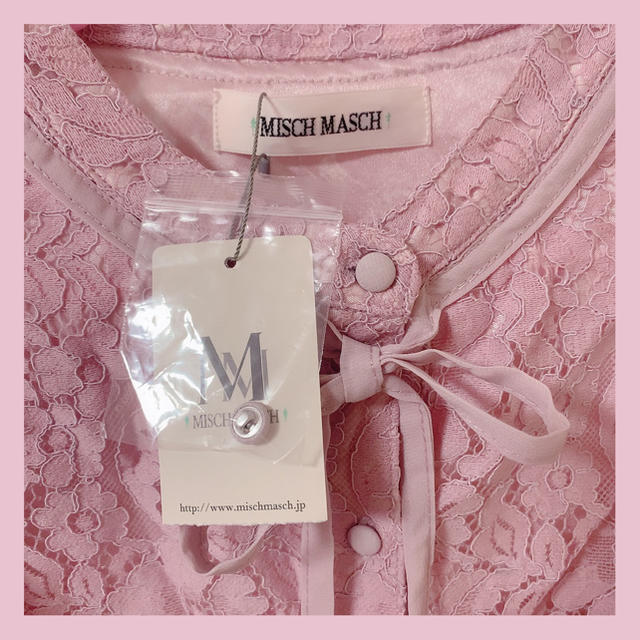 MISCH MASCH(ミッシュマッシュ)のMISCH MASCH  レースブラウス　ピンク レディースのトップス(シャツ/ブラウス(半袖/袖なし))の商品写真