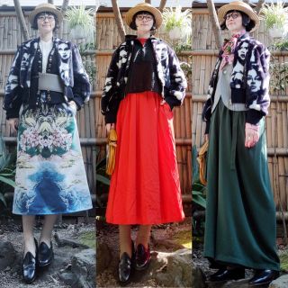 ステラマッカートニー(Stella McCartney)のステラマッカートニー ランウェイ用顔フェイス総柄立体転写プリントファーコート希少(毛皮/ファーコート)