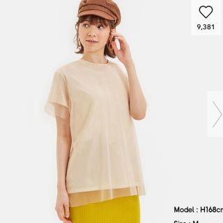 【GU】シアーコンビネーションチュニックT(5分袖)(Tシャツ(半袖/袖なし))