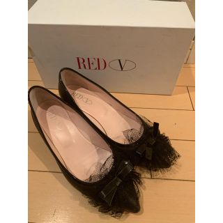 ヴァレンティノ(VALENTINO)のレッドヴァレンティノ　チュールレース　パンプス　37(ハイヒール/パンプス)