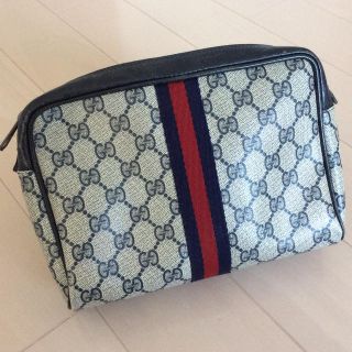 グッチ(Gucci)のGUCCIオールドグッチパルファムGGセカンドバッグネイビー系化粧ポーチ(その他)