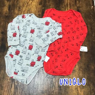 ユニクロ(UNIQLO)のユニクロ　ロンパース　肌着　90size スヌーピー 柄(下着)