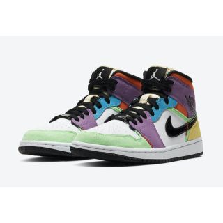 ナイキ(NIKE)のWMNS AIR JORDAN 1 MID MULTICOLOR ウィメンズ(スニーカー)