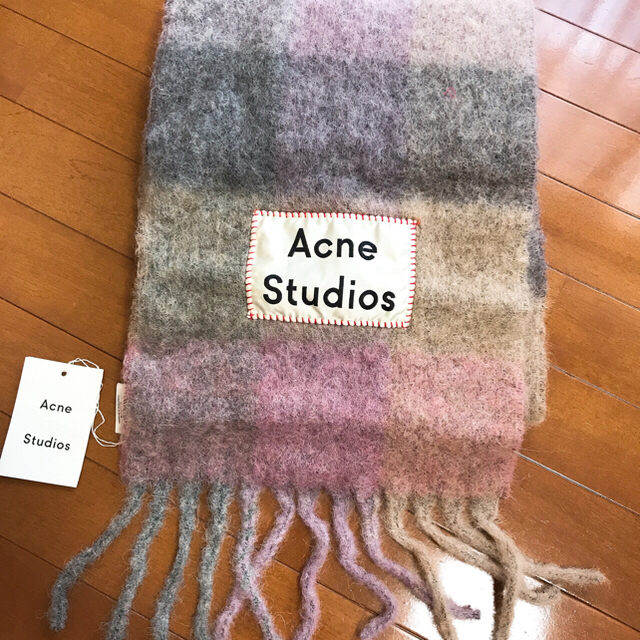 ファッション小物新品未使用★Acne studios ボーダーマフラー(ピンク)