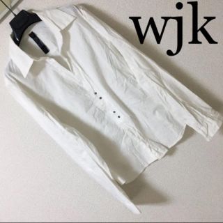 ダブルジェーケー(wjk)の良品◆wjk◆ラメストライプ 織柄 スキッパー フックシャツ 415 L 白(シャツ)