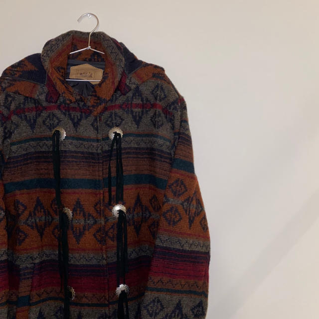 WOOLRICH(ウールリッチ)のWool Rich ウールリッチ エスニック ネイティブ柄 ロング コート 古着 メンズのジャケット/アウター(トレンチコート)の商品写真