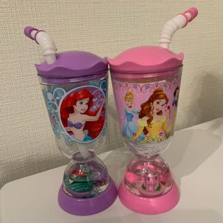 ディズニー(Disney)のディズニー　ストロー付コップ　新品未使用　　　2点(キャラクターグッズ)