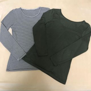 ユニクロ(UNIQLO)のUNIQLOユニクロヒートテック2枚セット！クルーネック&Uネック八分袖Sサイズ(アンダーシャツ/防寒インナー)