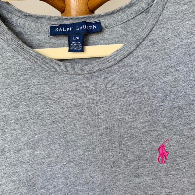 Ralph Lauren(ラルフローレン)のRalph Lauren ピンク ロゴ カットソー L グレー ポロ レディースのトップス(Tシャツ(半袖/袖なし))の商品写真