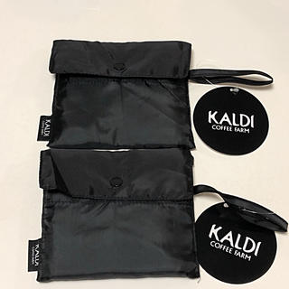 カルディ(KALDI)のカルディ オリジナルエコバッグ黒 ２点セット♪(エコバッグ)