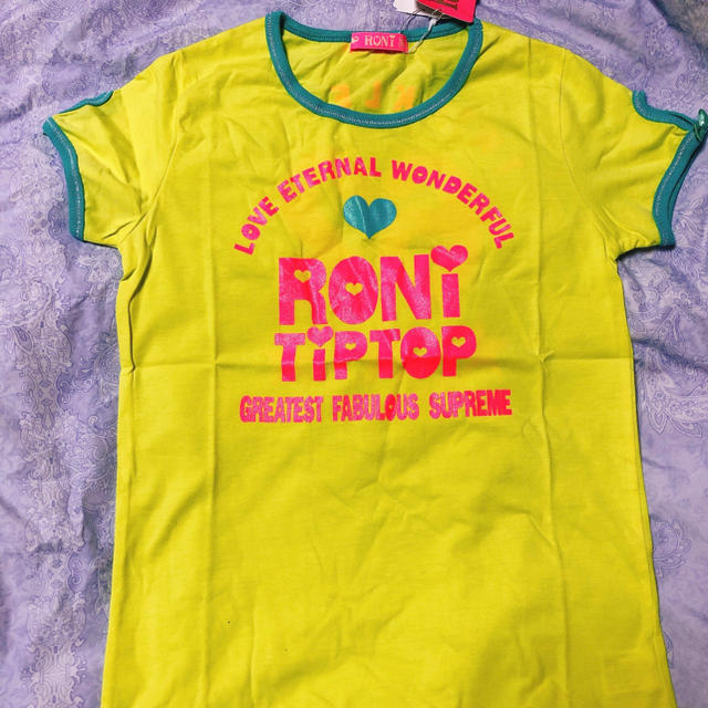 RONI(ロニィ)のRONI 前も後ろもロゴ お袖リボンのTシャツ ML キッズ/ベビー/マタニティのキッズ服女の子用(90cm~)(Tシャツ/カットソー)の商品写真
