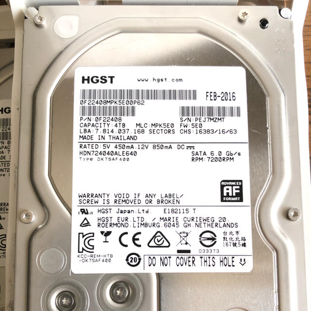 Qnap TS-231 nasシステム HGST製HDD4TB×2(計8TB) | www