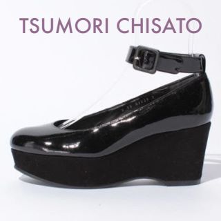 ツモリチサト(TSUMORI CHISATO)の【値下げ】ツモリチサト　エナメル厚底パンプス　マルウェッジ(ハイヒール/パンプス)