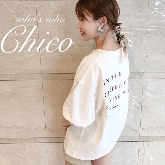 who's who Chico(フーズフーチコ)の今季🍋¥5390【Chico】5分袖BACKプリントビッグT IVO レディースのトップス(Tシャツ(長袖/七分))の商品写真