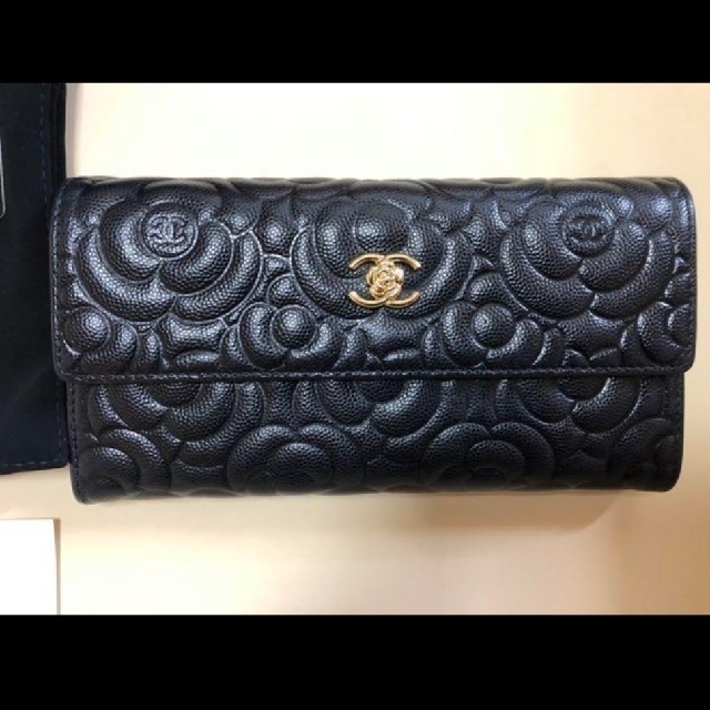 CHANEL　シャネル　レア　希少　美品　キャビアスキン　財布　カメリア