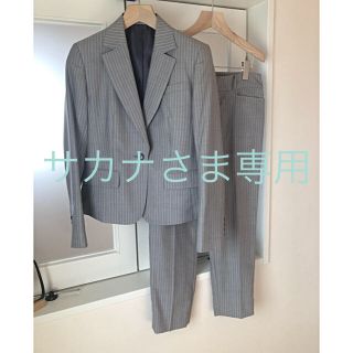 スーツ　パンツ　セットアップ　ライトグレー　ストライプ　9号　M(スーツ)