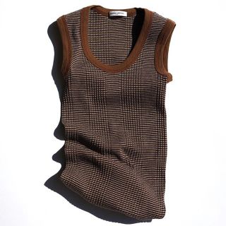 新品未使用タグ付　20SS　フミカウチダ　タンクトップ　ブラウン　U-NECK(タンクトップ)