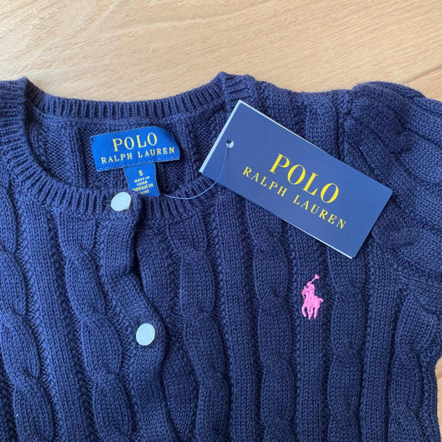 POLO RALPH LAUREN(ポロラルフローレン)の【新品】ポロラルフローレン　カーディガン　ニット　ポロ　紺 キッズ/ベビー/マタニティのキッズ服女の子用(90cm~)(カーディガン)の商品写真