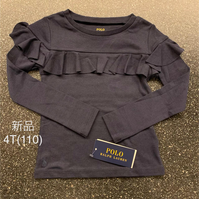 POLO RALPH LAUREN(ポロラルフローレン)の【新品】ポロラルフローレン　トップス　ロンT フリル　紺　ポロ キッズ/ベビー/マタニティのキッズ服女の子用(90cm~)(Tシャツ/カットソー)の商品写真