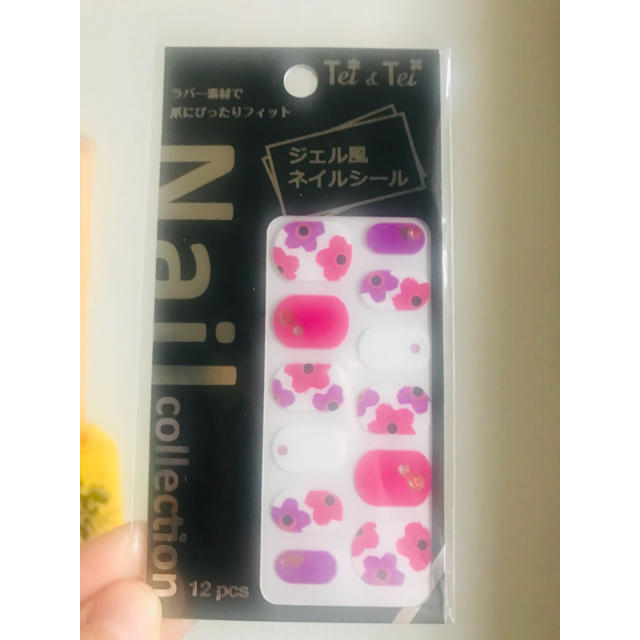ジェルネイル　シール♡花　ピンク　紫　 コスメ/美容のネイル(ネイル用品)の商品写真