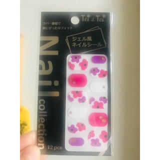 ジェルネイル　シール♡花　ピンク　紫　(ネイル用品)