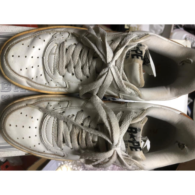 A BATHING APE(アベイシングエイプ)のAPE BAPESTA 白×茶 US9 メンズの靴/シューズ(スニーカー)の商品写真