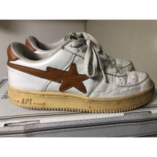 アベイシングエイプ(A BATHING APE)のAPE BAPESTA 白×茶 US9(スニーカー)