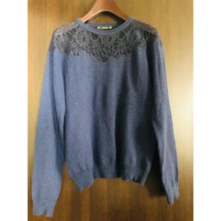 ザラ(ZARA)のニット　レース　ネイビーブルー(ニット/セーター)