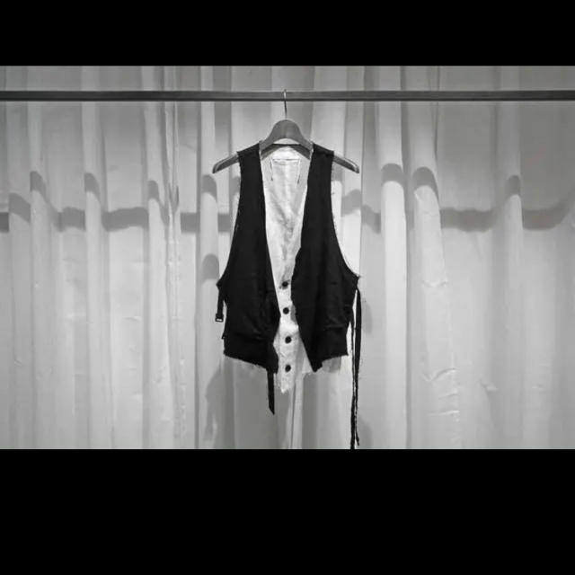 Ann Demeulemeester(アンドゥムルメステール)の20ssASKYY / LAYERED GILET / BLK&WHT 桜井着 メンズのトップス(ベスト)の商品写真