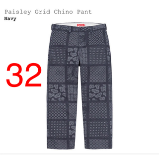 シュプリーム(Supreme)のSupreme Paisley Grid Chino Pant Navy 32(ワークパンツ/カーゴパンツ)