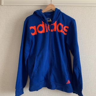 アディダス(adidas)のadidas アディダス ジャージ　フルジップパーカー　ブルー　オレンジロゴ(パーカー)