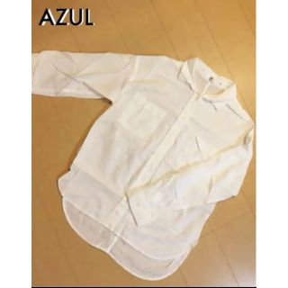 アズールバイマウジー(AZUL by moussy)のAZUL 柔らか素材シャツ ブラウス ホワイト《新品》(シャツ/ブラウス(長袖/七分))