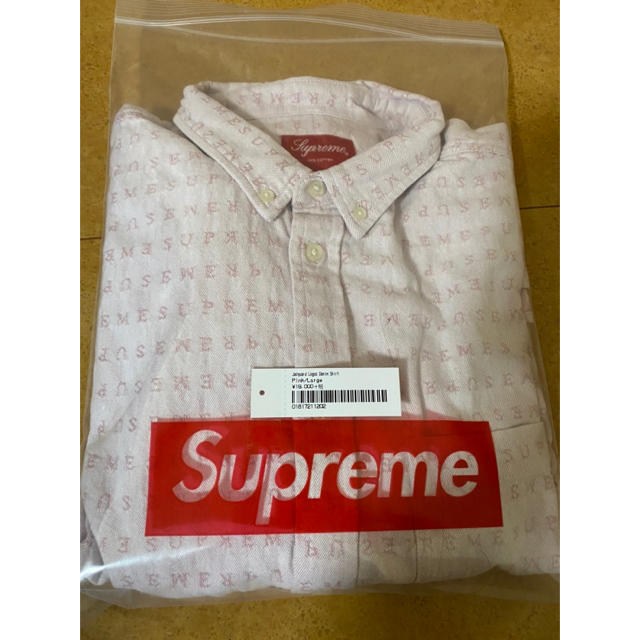 Supreme Jacquard Logos Denim Shirt ピンクL