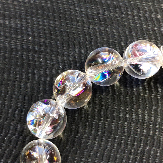アンバー 極上アイリスインクォーツブレスレット 12mm オーロラ虹の