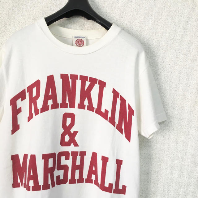 FRANKLIN&MARSHALL(フランクリンアンドマーシャル)のFRANKLIN&MARSHALL カットソー ロゴ オフホワイト レッド メンズのトップス(Tシャツ/カットソー(半袖/袖なし))の商品写真
