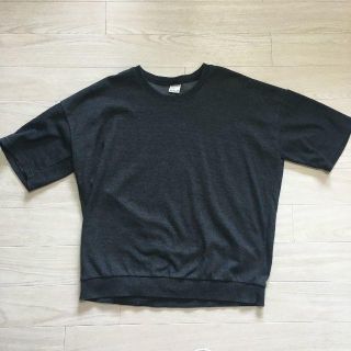 半袖 トレーナー ビッグシルエット カットソー 五分袖 グレー 大きめ メンズ(Tシャツ/カットソー(半袖/袖なし))